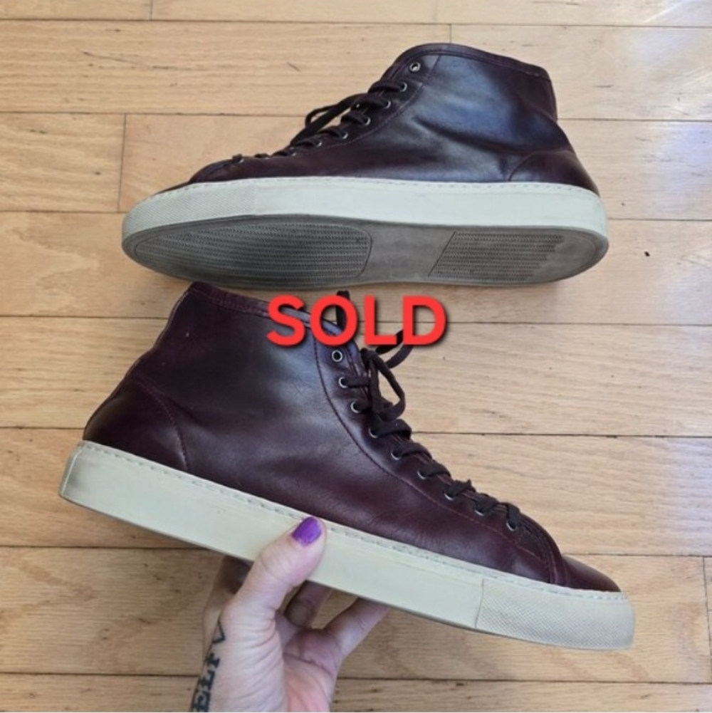 Gustin | brown burgundy leather hi-top sneakers | MENS 10.5